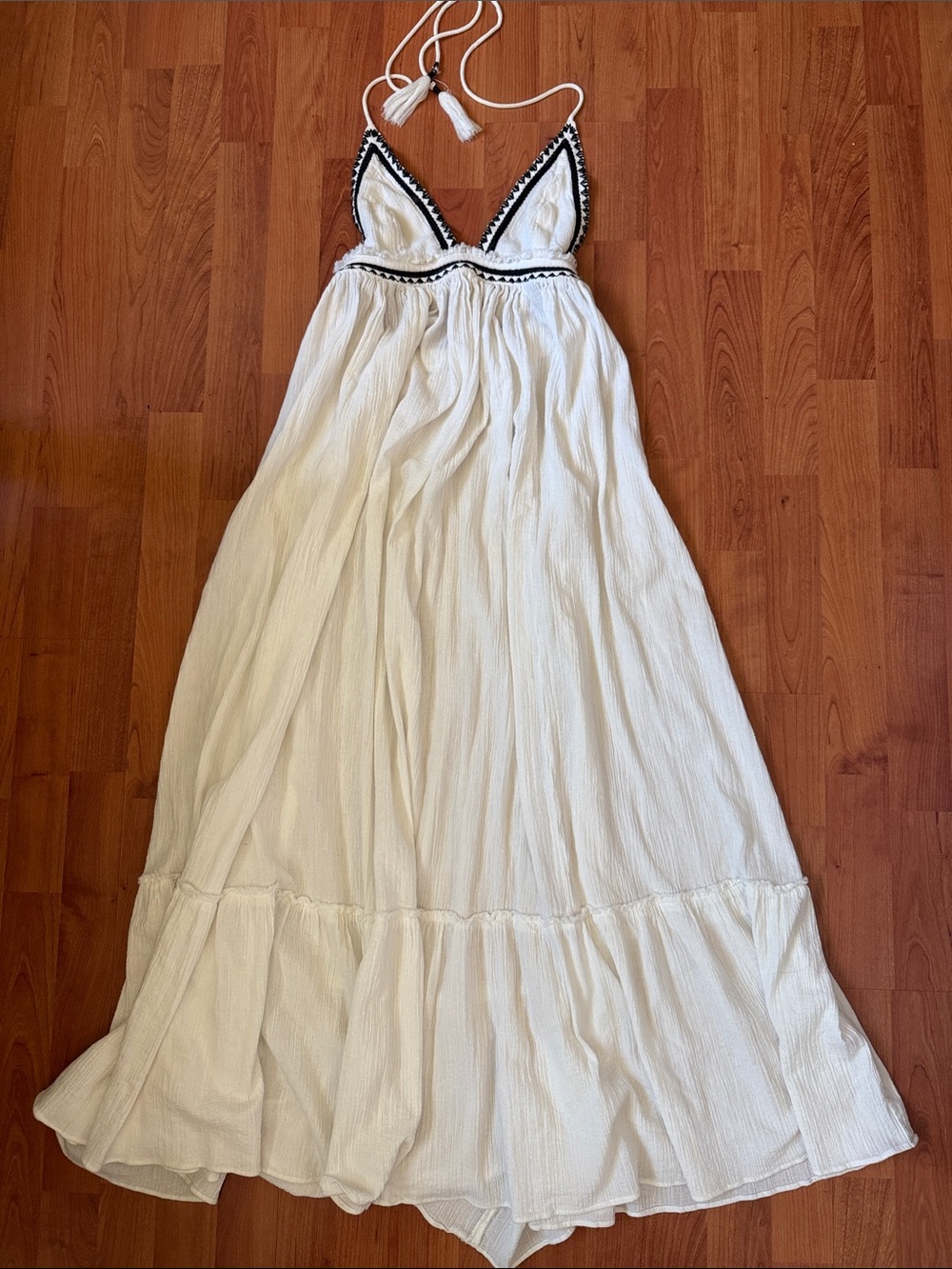 Free People White Maxi Dress with Black Trim